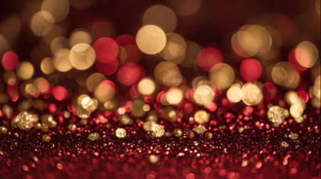 This captivating background features an artistic blend of shimmering red and gold glitters, creating a festive and radiant atmosphere perfect for holiday celebrations.の素材