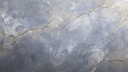 A close-up of a textured gray concrete surface featuring cracks and imperfections, ideal for use in architectural designs or backgrounds in creative projects.の素材