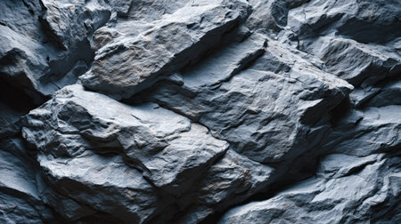 This image showcases a textured gray rock surface featuring angular formations and natural patterns, perfect for use in various design projects.の素材