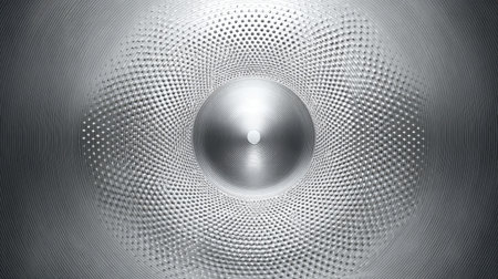 This abstract image features a captivating pattern of circular repetitions in light and dark shades within a sleek silver context, perfect for creative projects.の素材