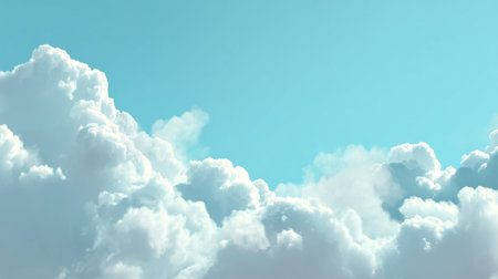 This image showcases soft white clouds set against a bright blue sky, creating a serene and peaceful atmosphere. Ideal for backgrounds and design inspiration.の素材