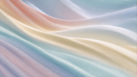 This image captures the delicate flow of fabric in soft pastel colors. The gentle waves create a calming and dreamy atmosphere perfect for various design projects.の素材