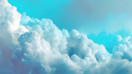 A stunning view of soft white clouds set against a calming turquoise sky, creating a serene and peaceful atmosphere perfect for various creative projects.の素材