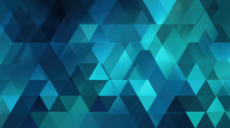 This visually striking abstract background showcases a blend of triangles in varying shades of blue and teal, creating a modern and dynamic aesthetic. Perfect for creative projects.の素材