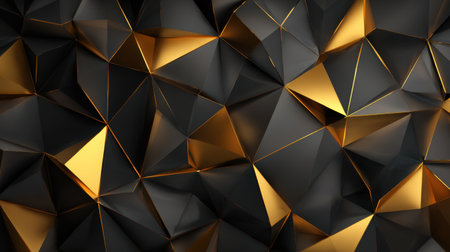 This stunning black and gold geometric background showcases sharp angles and clean facets, perfect for modern design projects or artistic presentations.の素材