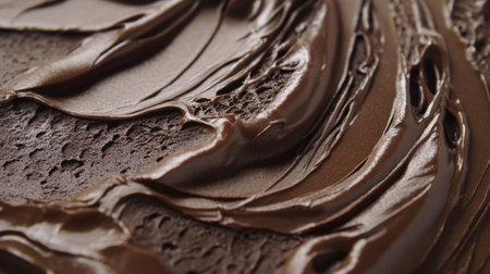 This captivating image showcases a smooth, rich chocolate texture with an elegant gloss, perfect for culinary projects, recipes, or dessert visual content.の素材