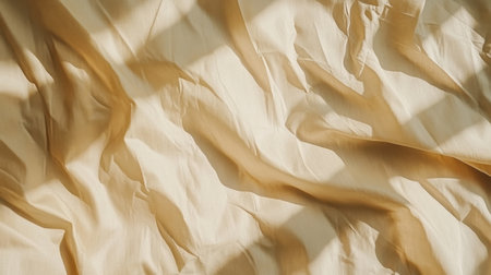 This image showcases the gentle interplay of soft natural light and shadows on a creamy satin fabric, highlighting its flowing texture and elegance.の素材