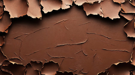 This image showcases a textured background of cracked brown leather with unique torn edges, perfect for creative designs, wallpapers, and artistic projects.の素材
