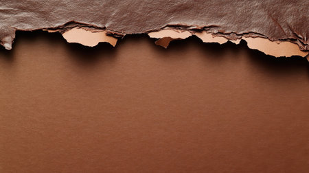 This close-up image showcases torn brown leather revealing a smooth surface underneath. Perfect for creative projects, backgrounds, and designs.の素材