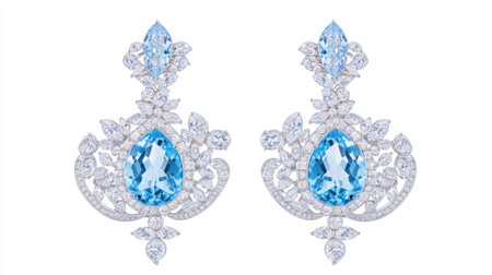 Discover these elegant blue teardrop earrings featuring a stunning floral design and sparkling rhinestones, perfect for enhancing any outfit or occasion.の素材