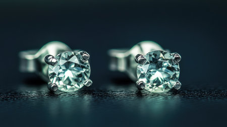 This stunning close-up showcases elegant diamond earrings featuring sparkling gemstones, perfect for highlighting luxury and style in any jewelry collection.の素材