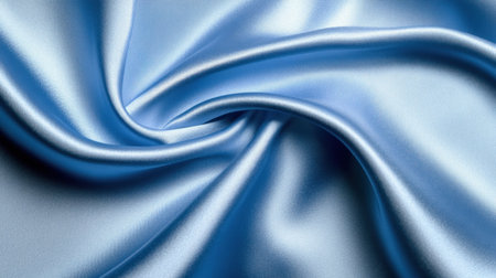 This image features a stunning soft satin fabric in a gentle blue hue, showcasing its smooth texture and elegant draping qualities for fashion and interior design.の素材