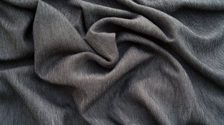 A close-up view of soft textured fabric featuring elegant dark gray waves. This versatile material is perfect for background, textile design, and other creative projects.の素材