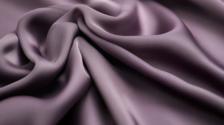 This image features a close-up view of luxurious silky fabric in a soft purple shade. The elegant drape and smooth texture make it ideal for fashion and design projects.の素材