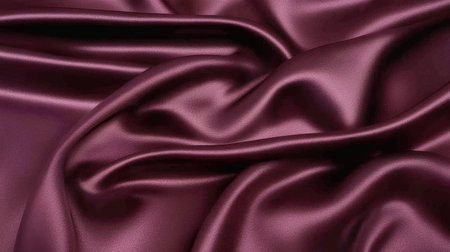 This image showcases luxurious deep purple satin fabric, featuring a soft texture and elegant draping, ideal for fashion, upholstery, and home decor projects.の素材