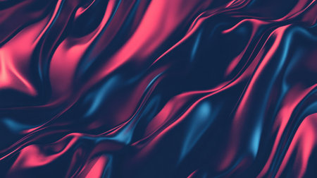 This image showcases a textured surface of flowing fabric in deep red and dark blue, creating a captivating abstract design. Ideal for backgrounds or artistic projects.の素材