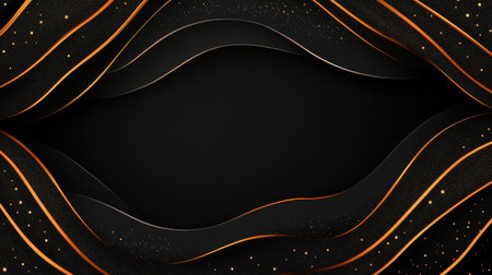This elegant black background features smooth waves and sparkling accents, perfect for modern design projects, advertisements, or creative displays.の素材