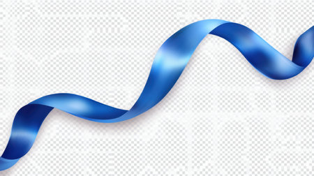 This image features an elegant flowing blue ribbon with soft gradients, ideal for various design projects, gifts, and festive decorations.の素材