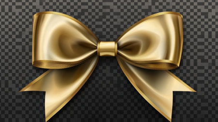 This elegant golden ribbon bow features a smooth texture and shiny finish, perfect for enhancing gift wrapping and festive decorations during special occasions.の素材