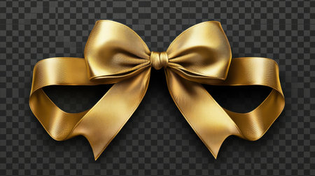 This image features an elegant gold bow crafted from satin fabric, ideal for enhancing gift presentations and decorative pieces on special occasions.の素材