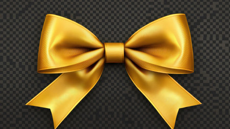 This stunning golden bow features a shiny texture and elegant design, ideal for enhancing gift presentations and festive occasions.の素材
