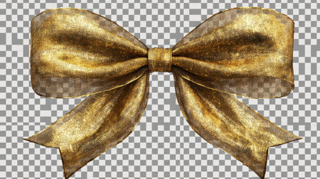 This stunning golden bow features a soft texture and elegant design, perfect for enhancing festive decorations or wrapping gifts. Ideal for various seasonal occasions.の素材