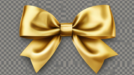 A beautifully crafted golden bow featuring a smooth and shiny texture, ideal for adding elegance and charm to gifts and festive decorations.の素材