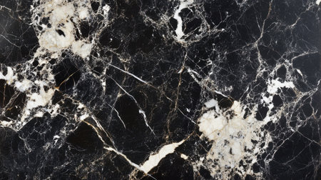 This striking black marble surface features intricate white veining, perfect for enhancing modern interiors or as a textured background for artistic projects.の素材