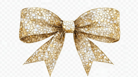 Stunning gold bow with sparkling details creates an elegant touch for any gift. Perfect for celebrations, holidays, and decorations, enhancing any occasion.の素材