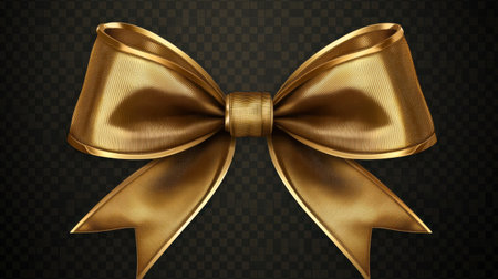This stunning gold ribbon bow with a smooth texture is perfect for gift wrapping, crafting, and various decorative purposes. Ideal for festive occasions.の素材