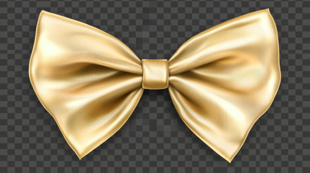This image features an elegant golden bow on a transparent background, ideal for use in gift wrapping, decorations, or festive designs. The shiny texture adds a luxurious touch, enhancing any creative project or presentation.の素材