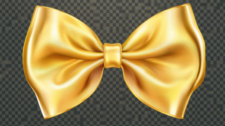 Beautiful golden satin bow with a glossy finish, perfect for enhancing gifts, decorations, and festive themes. Ideal for promotional material and stylish design.の素材