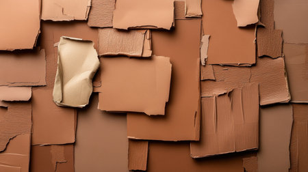 This abstract image features a unique composition of layered textures in earthy tones of brown and beige, ideal for modern design and artistic backgrounds.の素材