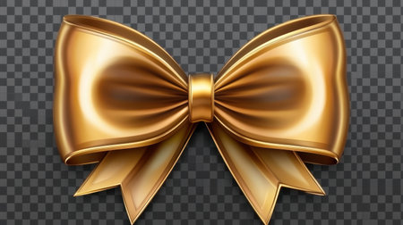 This elegant golden bow graphic design is perfect for decorative purposes. Ideal for gift wrapping, festive celebrations, or styling special occasions with a shiny, metallic finish.の素材