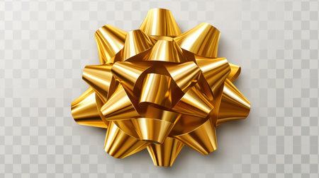 This elegant golden gift bow showcases a shiny finish, perfect for enhancing your holiday presents and celebrations. Ideal for various occasions.の素材