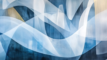 This stunning abstract artwork features soft blue waves with gentle curves, creating a sense of tranquility and elegance ideal for modern decor.の素材