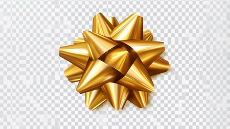 This beautiful golden decorative bow creates a perfect finish for gift wrapping and adds a touch of elegance to any celebration or special occasion.の素材
