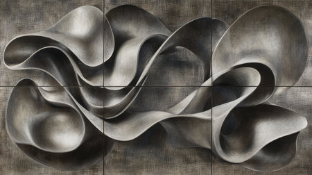 Captivating abstract design featuring flowing forms and smooth curves in monochrome tones. Perfect for contemporary decor or artistic projects showcasing elegance.の素材