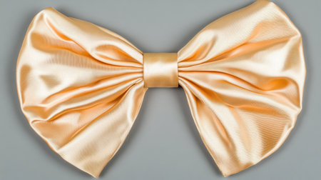 This elegant satin bow in a soft peach color is perfect for fashion, craft projects, or decorative uses, showcasing smooth texture and timeless style.の素材