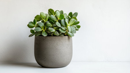 A modern gray concrete pot showcases a lush succulent plant, perfect for enhancing any indoor space with a touch of nature and elegance.の素材