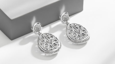 This stunning pair of silver earrings features an intricate swirl design, perfect for adding elegance to any outfit. Ideal for gift giving or personal collection.の素材