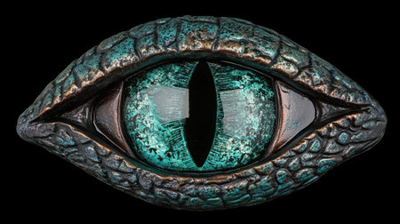 This striking reptilian eye sculpture is crafted with exquisite detail and vibrant colors, perfect for artistic decor and fantasy-inspired designs.の素材