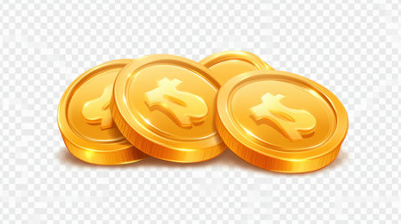 This image features a stack of golden coins adorned with dollar signs, perfect for illustrating themes of finance, wealth, and prosperity in various creative projects.の素材