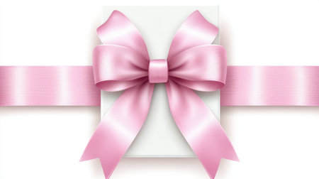 This image showcases a beautifully wrapped pink gift box adorned with a satin ribbon bow, set against a crisp white background. Perfect for celebrations.の素材