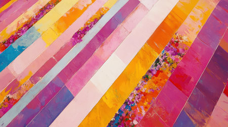 A stunning abstract composition featuring vibrant stripes of color on a textured canvas. Ideal for artistic projects, designs, or creative inspiration.の素材