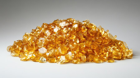A stunning collection of golden amber stones creates a vibrant and warm image. Perfect for artistic projects, jewelry designs, or decorative elements.の素材