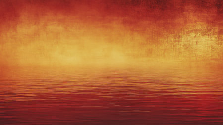 A captivating image showcasing a tranquil water surface that reflects warm red and orange hues against a textured background, perfect for serene visuals.の素材