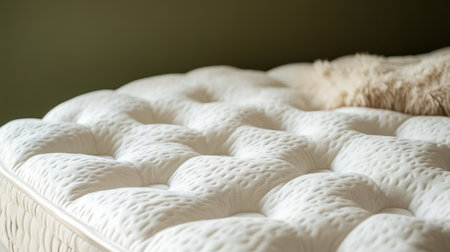 This image captures a soft, plush mattress surface featuring an elegant design and warm, neutral tones, perfect for promoting relaxation and comfort.の素材