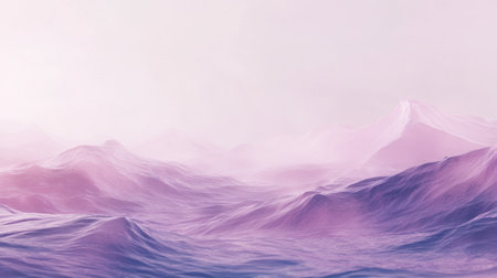This captivating image presents a serene and ethereal landscape featuring gentle rolling waves in soft pink and purple hues, evoking a sense of tranquility and calmness.の素材
