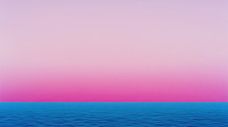 A beautiful representation of nature showcasing a calm ocean under a mesmerizing gradient of pink and blue hues. Perfect for evoking tranquility and peace.の素材